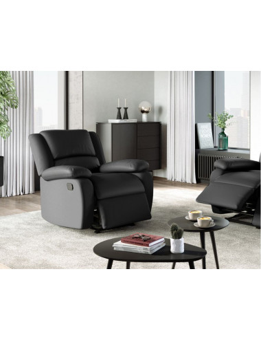 Fauteuil de relaxation manuel en simili - Noir