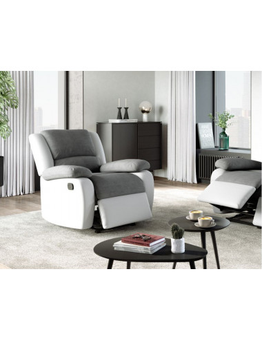 Fauteuil relax manuel - Gris/blanc