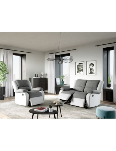 Fauteuil relax manuel - Gris/blanc