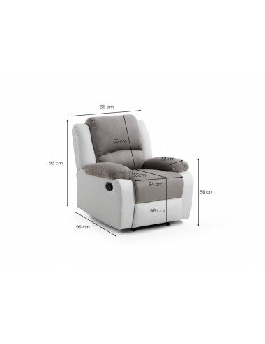 Fauteuil relax manuel - Gris/blanc